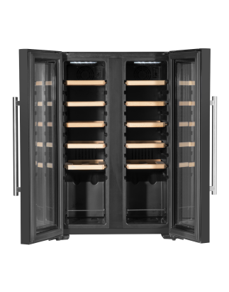 Baridi 24 Bottle Dual Zone Wine Cooler, Fridge, Touch Screen, LED Light Black and Mirror Glass Door