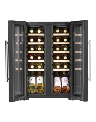 Baridi 24 Bottle Dual Zone Wine Cooler, Fridge, Touch Screen, LED Light Black and Mirror Glass Door