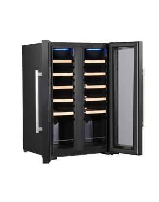 Baridi 24 Bottle Dual Zone Wine Cooler, Fridge, Touch Screen, LED Light Black and Mirror Glass Door