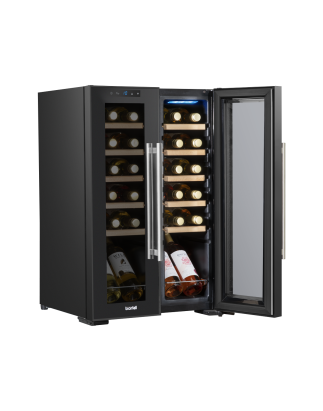 Baridi 24 Bottle Dual Zone Wine Cooler, Fridge, Touch Screen, LED Light Black and Mirror Glass Door