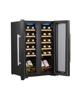 Baridi 24 Bottle Dual Zone Wine Cooler, Fridge, Touch Screen, LED Light Black and Mirror Glass Door