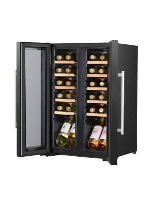 Baridi 24 Bottle Dual Zone Wine Cooler, Fridge, Touch Screen, LED Light Black and Mirror Glass Door