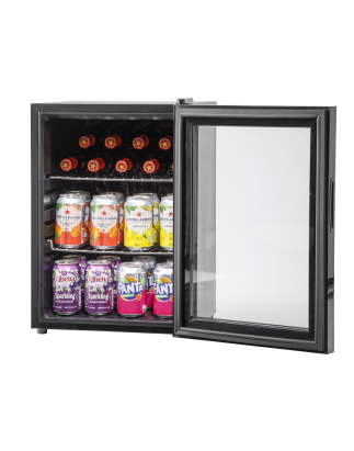 Baridi 40L Drinks Mini Fridge with LED Light, Black and Glass Door