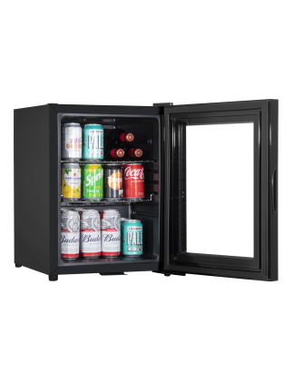 Baridi 40L Drinks Mini Fridge with LED Light, Black and Glass Door