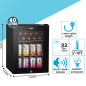 Baridi 40L Drinks Mini Fridge with LED Light, Black and Glass Door