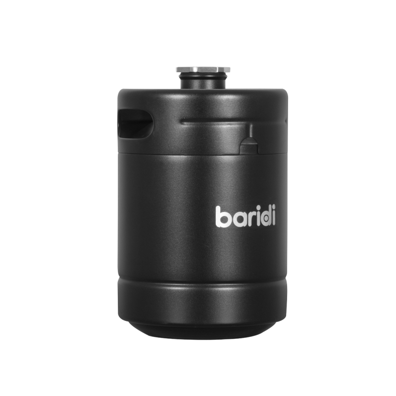 Baridi Growler Keg 2L, noir mat adapté aux boissons gazeuses et à la bière