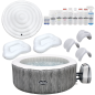 Kit de luxe pour spa gonflable Dellonda pour 4 à 6 personnes avec pompe intelligente - Effet bois