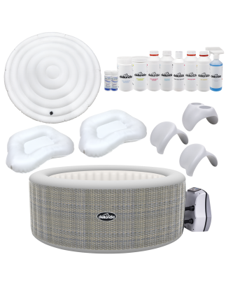 Spa gonflable Dellonda pour 2 à 4 personnes avec pompe intelligente et kit d'accessoires principaux - Effet rotin