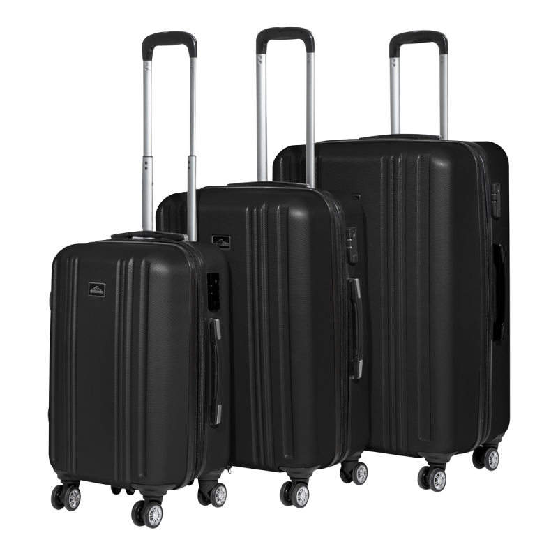 Dellonda Ensemble de 3 valises à bagages légères avec serrure ABS TSA Noir