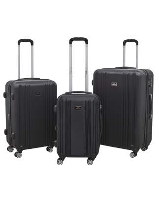 Dellonda 3-Piece Lightweight Luggage Suitcase Trolley Set ABS TSA Lock Black