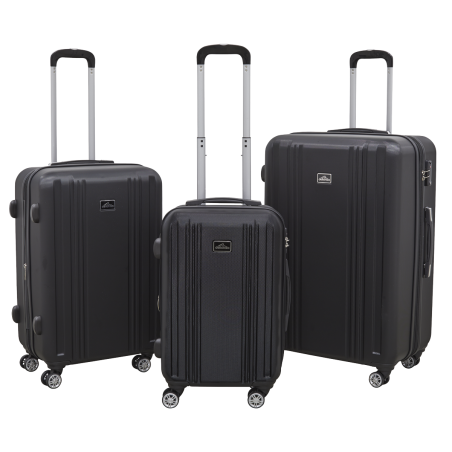 Dellonda Ensemble de 3 valises à bagages légères avec serrure ABS TSA Noir