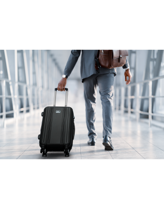 Dellonda Ensemble de 3 valises à bagages légères avec serrure ABS TSA Noir