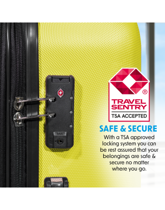 Dellonda 3-Piece ABS Luggage Set with Integrated TSA Approved Combination Lock - Yellow - DL124