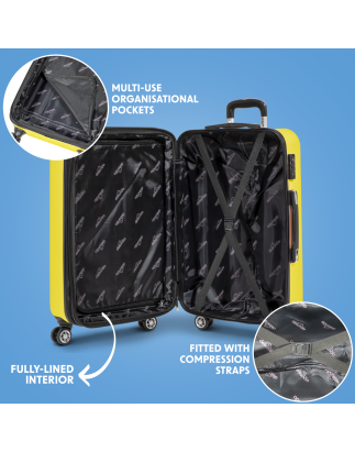 Ensemble de bagages Dellonda 3 pièces en ABS avec serrure à combinaison intégrée approuvée par la TSA - Jaune - DL124