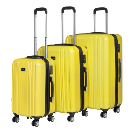 Dellonda 3-Piece ABS Luggage Set with Integrated TSA Approved Combination Lock - Yellow - DL124