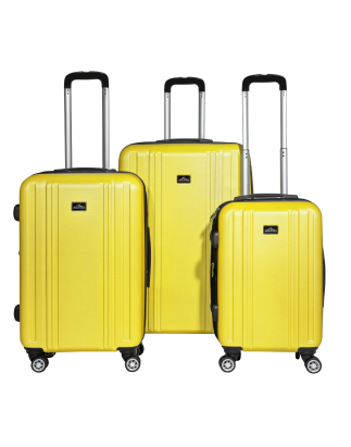 Dellonda 3-Piece ABS Luggage Set with Integrated TSA Approved Combination Lock - Yellow - DL124