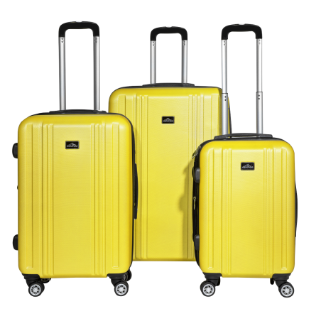 Dellonda 3-Piece ABS Luggage Set with Integrated TSA Approved Combination Lock - Yellow - DL124