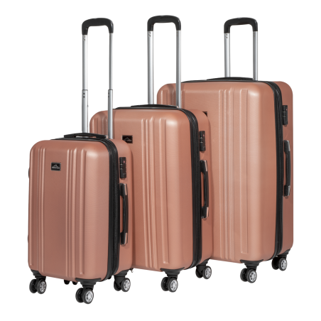 Dellonda 3-Piece Lightweight ABS Luggage Set with Integrated TSA Approved Combination Lock - Rose Gold - DL125