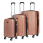 Dellonda - Ensemble de bagages légers en ABS 3 pièces avec serrure à combinaison intégrée approuvée par la TSA - Or rose - DL125