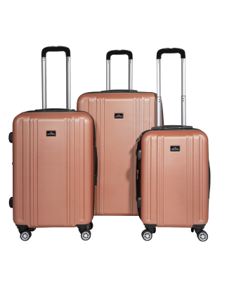 Dellonda 3-Piece Lightweight ABS Luggage Set with Integrated TSA Approved Combination Lock - Rose Gold - DL125