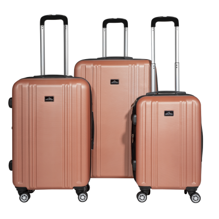 Dellonda 3-Piece Lightweight ABS Luggage Set with Integrated TSA Approved Combination Lock - Rose Gold - DL125