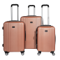 Dellonda 3-Piece Lightweight ABS Luggage Set with Integrated TSA Approved Combination Lock - Rose Gold - DL125