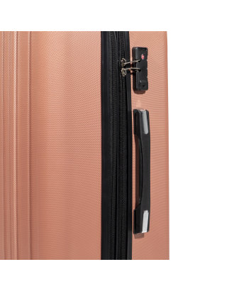 Dellonda 3-Piece Lightweight ABS Luggage Set with Integrated TSA Approved Combination Lock - Rose Gold - DL125