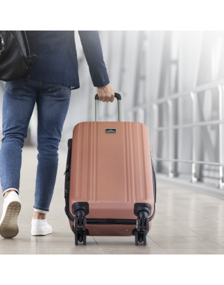 Dellonda - Ensemble de bagages légers en ABS 3 pièces avec serrure à combinaison intégrée approuvée par la TSA - Or rose - DL125