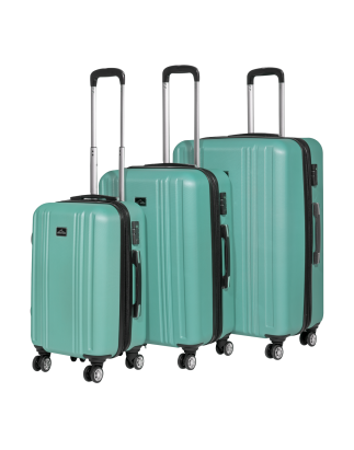 Dellonda Set 3-Piece Lightweight ABS Luggage Set with Integrated TSA Approved Combination Lock - Teal - DL126