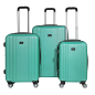 Dellonda Set 3-Piece Lightweight ABS Luggage Set with Integrated TSA Approved Combination Lock - Teal - DL126