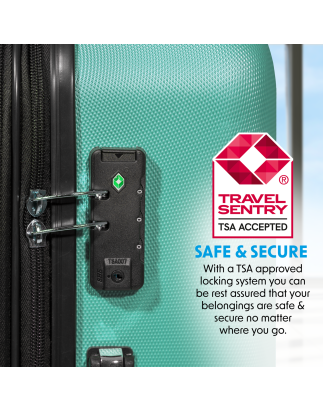 Dellonda Set 3-Piece Lightweight ABS Luggage Set with Integrated TSA Approved Combination Lock - Teal - DL126