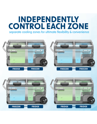 Réfrigérateur/congélateur de camping de voiture à compresseur double zone portable Dellonda 95L 12/24 V