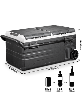 Réfrigérateur/congélateur de camping de voiture à compresseur double zone portable Dellonda 95L 12/24 V