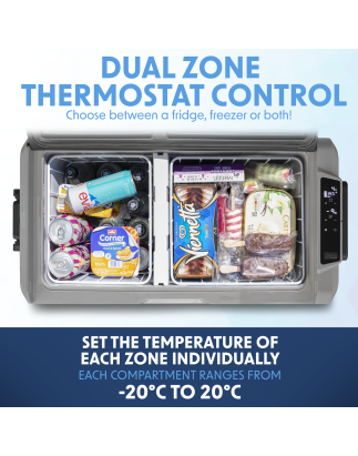 Dellonda 36L Portable Dual Zone Compressor Car Camping Fridge/Freezer 12/24V