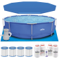 Dellonda 12ft Steel Frame Swimming Pool Round with Accessories, Blue