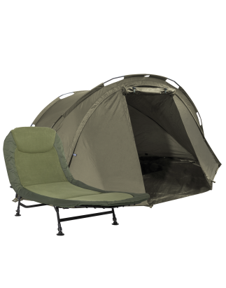 Dellonda Fishing Bivvy Carp Tent 1-Man Waterproof & UV Protection Pre-Threaded Poles & Fishing Bedchair