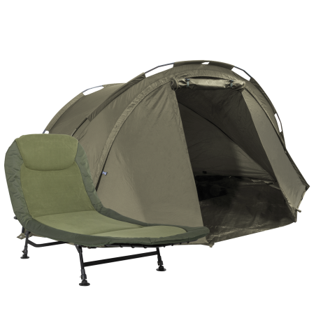 Dellonda Fishing Bivvy Carp Tent 1-Man Waterproof & UV Protection Pre-Threaded Poles & Fishing Bedchair