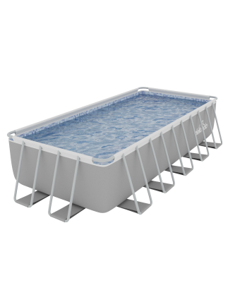 Dellonda 21ft Deluxe Steel Frame Swimming Pool, Rectangular with Step Ladder, Pool and Ground Covers and Filter Sand Pump