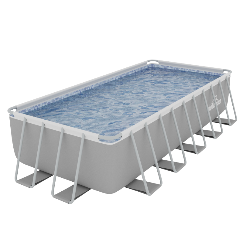 Piscine à cadre en acier de luxe Dellonda de 21 pieds, rectangulaire avec escabeau, couvertures de piscine et de sol et pompe à 