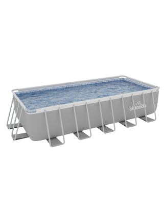 Dellonda 21ft Deluxe Steel Frame Swimming Pool, Rectangular with Step Ladder, Pool and Ground Covers and Filter Sand Pump