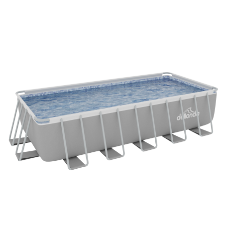 Dellonda 21ft Deluxe Steel Frame Swimming Pool, Rectangular with Step Ladder, Pool and Ground Covers and Filter Sand Pump