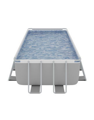 Dellonda 21ft Deluxe Steel Frame Swimming Pool, Rectangular with Step Ladder, Pool and Ground Covers and Filter Sand Pump