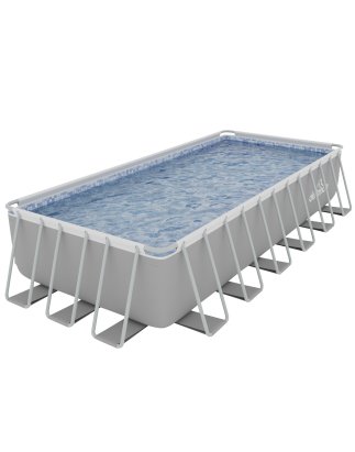 Dellonda 25ft Deluxe Steel Frame Swimming Pool with Step Ladder, Ground Covers and Filter Pump