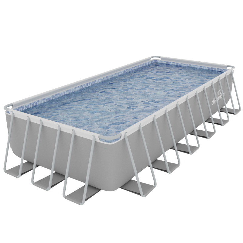 Dellonda 25ft Deluxe Steel Frame Swimming Pool with Step Ladder, Ground Covers and Filter Pump