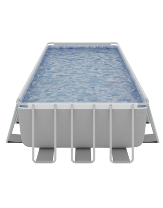 Dellonda 25ft Deluxe Steel Frame Swimming Pool with Step Ladder, Ground Covers and Filter Pump