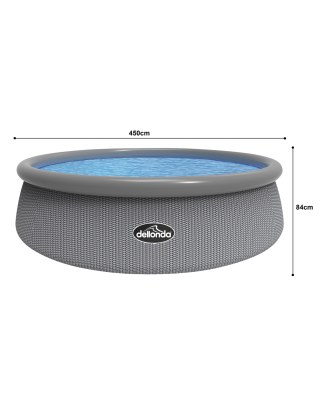 Dellonda 15ft Round Garden Kids Paddling Swimming Pool & Pump Grey Rattan