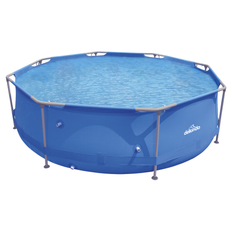 Dellonda 10ft Steel Frame Swimming Pool Round with Filter Pump, Blue