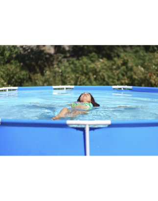 Dellonda Piscine ronde à cadre en acier de 10 pieds avec pompe à filtre, bleue