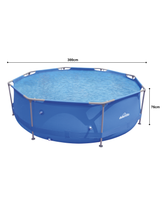 Dellonda 10ft Steel Frame Swimming Pool Round with Filter Pump, Blue