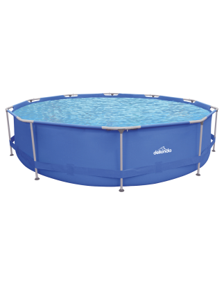 Dellonda 12ft Steel Frame Swimming Pool Round with Filter Pump, Blue